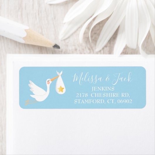 Baby Blue Speciale Levering Ooievaar Retouradres Etiket (Insitu)