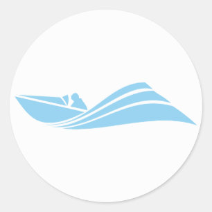Baby Blue Speed Boat Ronde Sticker