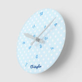 Baby Blue Stars Aangepaste naam Jongens Kinder kam Ronde Klok (Hoek)