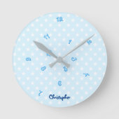 Baby Blue Stars Aangepaste naam Jongens Kinder kam Ronde Klok (Voorkant)