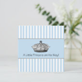 Baby Blue Stipes Prince Baby Shower Kaart (Staand voorkant)