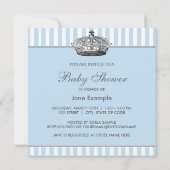 Baby Blue Stipes Prince Baby Shower Kaart (Achterkant)