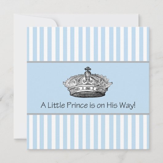 Baby Blue Stipes Prince Baby Shower Kaart (Voorkant)