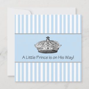 Baby Blue Stipes Prince Baby Shower Kaart