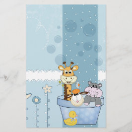 Baby Blue Stippen Animals Flowers Baby shower