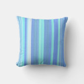 Baby Blue Striped Burlap Print Patroon Kussen (Voorkant)