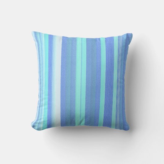 Baby Blue Striped Burlap Print Patroon Kussen (Voorkant)