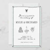 Baby Blue Striped Edge Bewaar de datum Kaart (Voorkant)