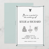 Baby Blue Striped Edge Bewaar de datum Kaart (Voorkant / Achterkant)