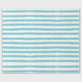 Baby Blue Stripes en Gold Glitter Boy Party Cadeaupapier (Vlak)
