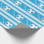 Baby Blue Stripes Voetbal Cadeaupapier (Hoek)