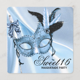 Baby Blue Sweet 16 Masquerade Party Kaart