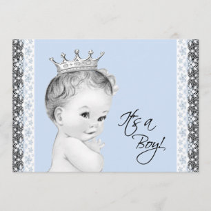 Baby Blue Sweet Little Prince Baby shower Kaart