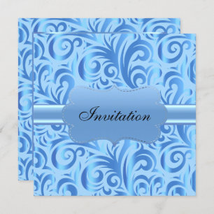 Baby Blue Swirly Party Sjabloon Design Kaart