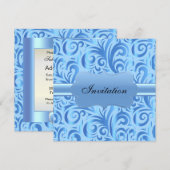 Baby Blue Swirly Party Sjabloon Ontwerp Kaart (Voorkant / Achterkant)