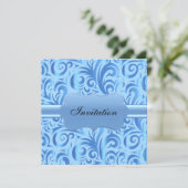 Baby Blue Swirly Party Sjabloon Ontwerp Kaart (Staand voorkant)