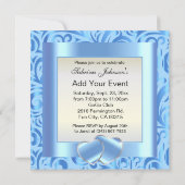 Baby Blue Swirly Party Sjabloon Ontwerp Kaart (Achterkant)
