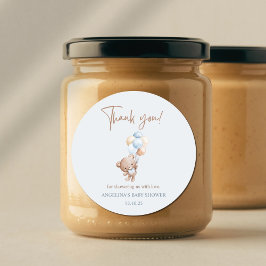 Baby Blue Teddy Bear Baby shower Dank je wel Ronde Sticker