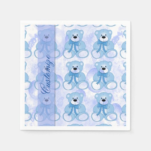 Baby Blue Teddy Bear Pattern Napkins Servet (Voorkant)