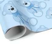 Baby Blue Teddy Bear Pattern Wrapping Paper Cadeaupapier (Rol Hoek)
