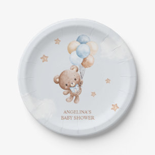 Baby Blue Teddybeer Baby Shower Papieren Bordje
