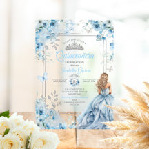 Baby Blue Tiara Bloem Vlinders Quinceañera