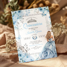 Baby Blue Tiara Bloem Vlinders Quinceañera