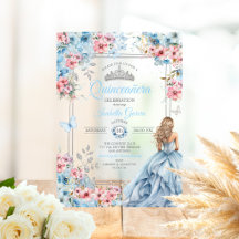 Baby Blue Tiara Bloemen Vlinders Quinceañera
