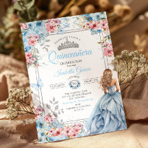 Baby Blue Tiara Bloemen Vlinders Quinceañera