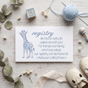 Baby Blue Toile Safari Baby Shower Cadeau Lijst In Advieskaart