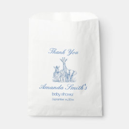 Baby Blue Toile Safari Baby Shower Favor Zak Bedankzakje