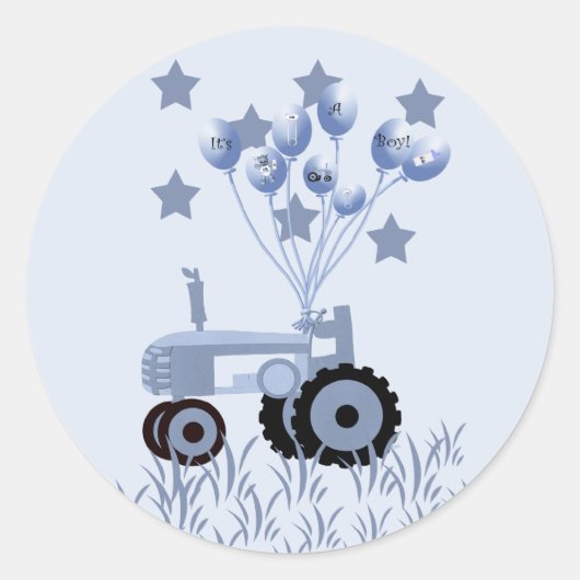 Baby Blue Tractor met ballonnen Stickers (Voorkant)
