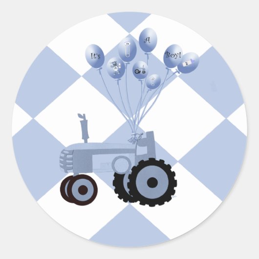 Baby Blue Tractor met ballonnen Stickers (Voorkant)