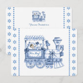 Baby Blue Train Baby Shower Kaart (Voorkant / Achterkant)