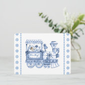 Baby Blue Train Baby Shower Kaart (Staand voorkant)