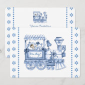 Baby Blue Train Baby Shower Kaart (Voorkant / Achterkant)