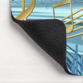 Baby Blue Trendy Musical Notes Muismat (Hoek)