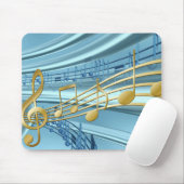 Baby Blue Trendy Musical Notes Muismat (Met muis)