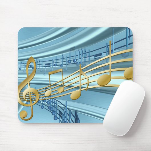 Baby Blue Trendy Musical Notes Muismat (Met muis)