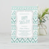 Baby Blue Tribal Aztec Pattern Baby shower Kaart (Staand voorkant)