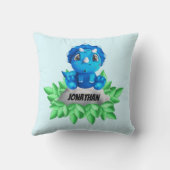 Baby Blue Triceratops Dinosaur Kussen (Achterkant)