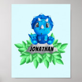 Baby Blue Triceratops Dinosaur Poster (Voorkant)
