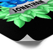 Baby Blue Triceratops Dinosaurus Zwarte Poster (Hoek)