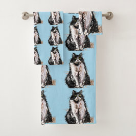 Baby Blue Tuxedo Black Cat Girls Bad Handdoek