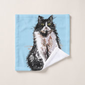 Baby Blue Tuxedo Black Cat Girls Bad Handdoek (Wasdoekje)