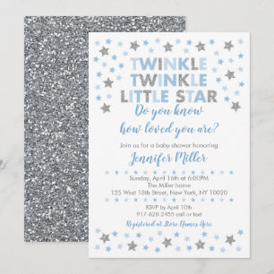 Baby Blue Twinkle Star-Baby shower Kaart