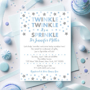 Baby Blue Twinkle Star Baby Sprinkle Kaart