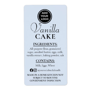 Baby Blue Vanille Cake Cottage Ingredientenlabel Etiket