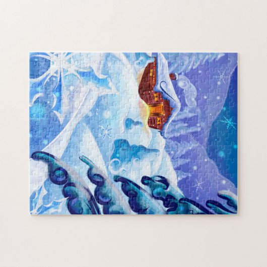 Baby Blue Violet Winter Sneeuwkap Puzzle Legpuzzel (Horizontaal)