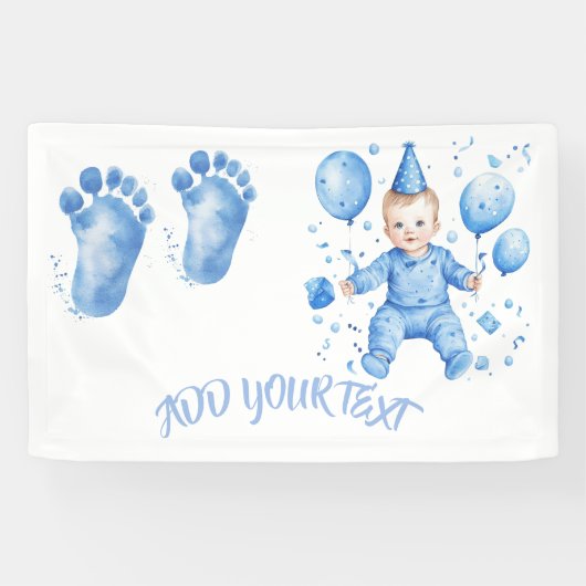 Baby Blue Voeg je Eigen Tekst toe Spandoek (Horizontaal)